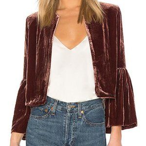 ULLA JOHNSON Mara Cropped Velvet Jacket In Mauve